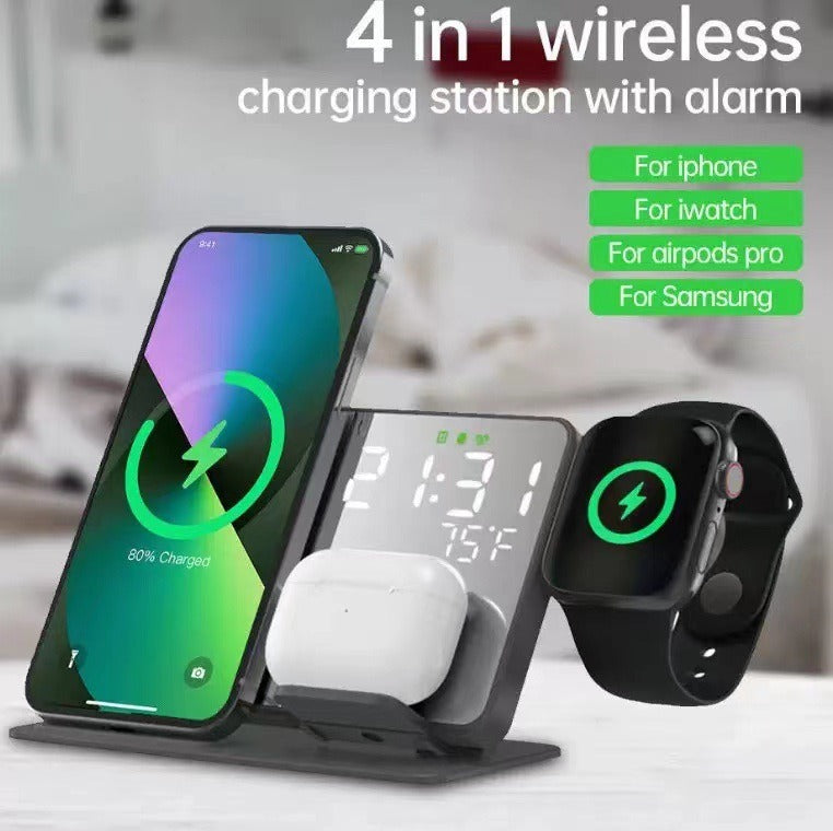 15W 4-in-1 Wireless Charging Alarm Clock