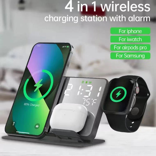15W 4-in-1 Wireless Charging Alarm Clock
