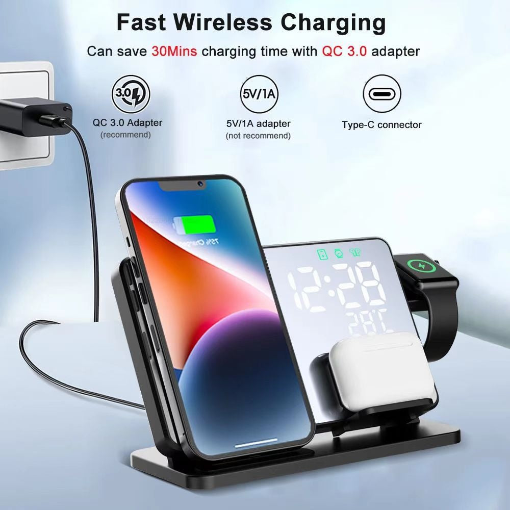 15W 4-in-1 Wireless Charging Alarm Clock