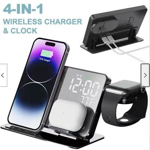 15W 4-in-1 Wireless Charging Alarm Clock